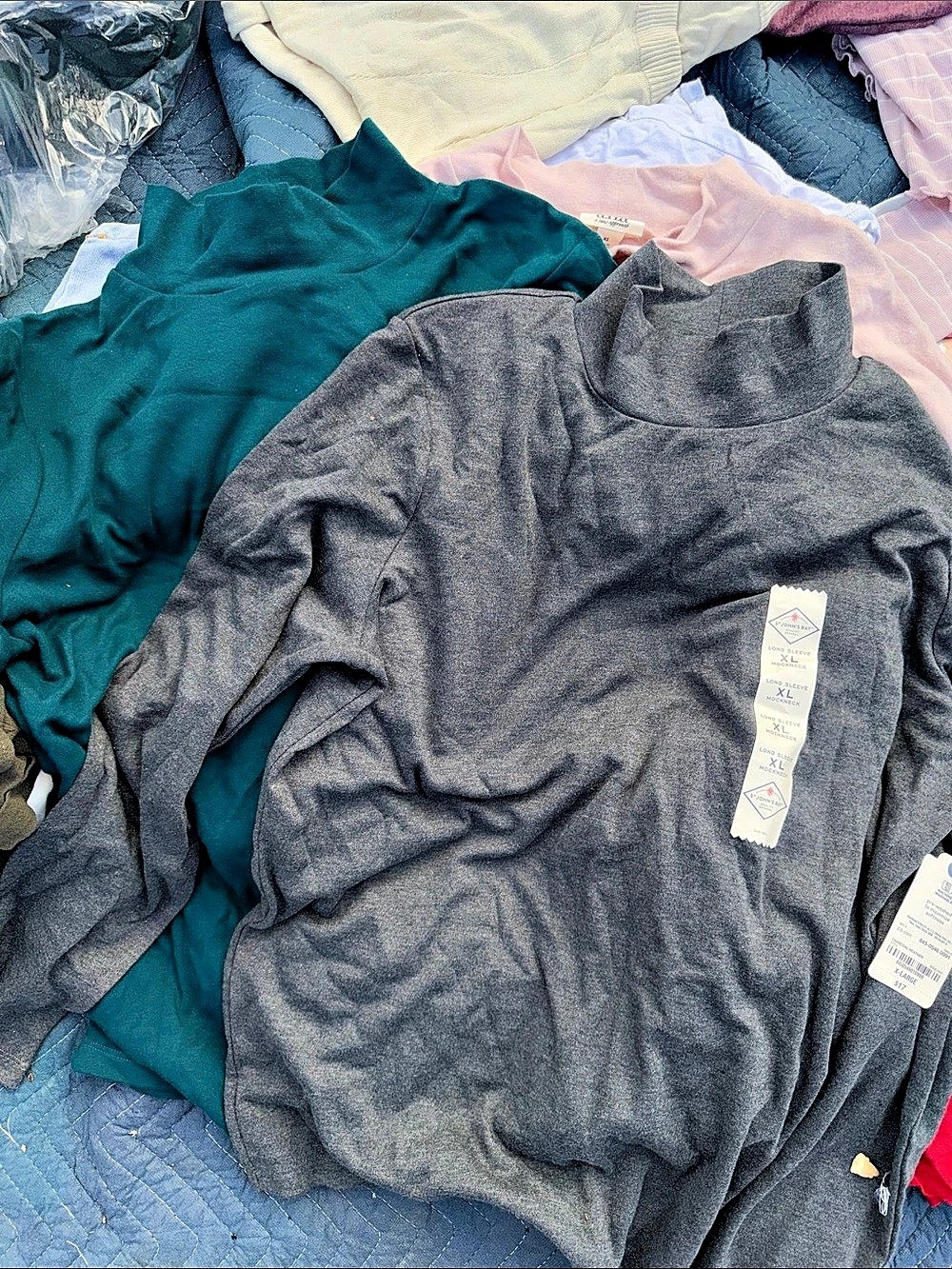 2 St. John’s bay Turtleneck Tunic in 1 is Gray Size XL NWT the other is teal bo